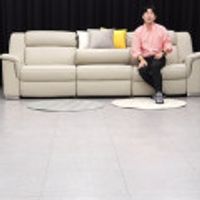 시트 앤 모어 브레스트 4인 홈바 천연 통가죽 리클라이너 소파