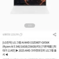 LG그램 15ZD80T-GX56K (AMD 라이젠 AI 5 340 / 15인치 / 16GB / 256GB