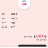 가성비 알뜰폰 요금제 평생 6gb 300분 외