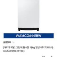 삼성 그랑데 통버블 16kg 일반 세탁기 WA16CG6441BW