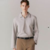 컨셉원 세미오버핏 와플 폴로 긴팔 티셔츠