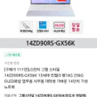LG전자 그램 스타일 14ZD90RS-GX56K 13세대 인텔i5 램16G