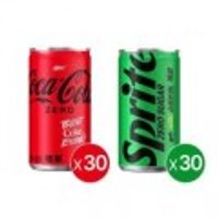 [타임딜] 코크제로 190ML 30캔+스프라이트 제로 190ML 30캔 총 60캔