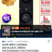 삼성전자 비스포크 그랑데AI WF21A9400KV+DV17A9720BV 세탁기 건조기