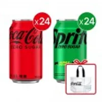 (코카콜라 리유저블백 증정) 코카콜라 제로 350ml캔 24개입+스프라이트 제로 350ml캔 24개입 구입시