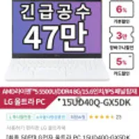 단.하루 47만 LG전자 울트라 PC 15UD40Q-GX5DK AMD라이젠5 8GB 256GB 가성비 라이젠 노트북