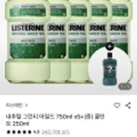 리스테린 그린티마일드 750ml 5개+쿨민트 증정