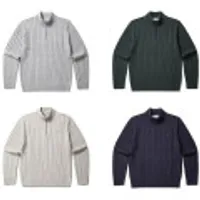 올젠 메리노울 트위스트 케이블 반짚업 스웨터 ZBF4EU1205