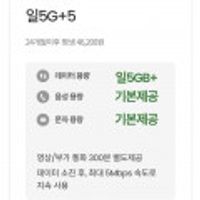 알뜰폰 LG망 24개월 통문무 5기가+5MPS  유심  [홈플러스안가도됨]