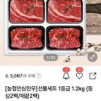 농협안심한우 선물세트 1등급 1.2kg (등심2팩/채끝2팩) (현대카드)