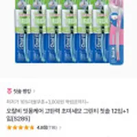 오랄비 잇몸케어 고탄력 초미세모 그린티 칫솔 12입+1입