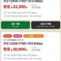 통화 문자 기본제공, 데이터 100GB+5Mbps 등