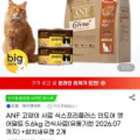 ANF 식스프리플러스 인도어 캣 5.6kg+참치새우 2캔