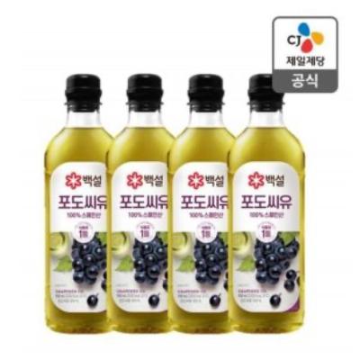 백설 포도씨유 900ML x 4개