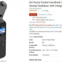 DJI Osmo Pocket Handheld 3-Axis 4k Gimbal Stabilizer with Integrated Camera (free)