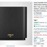 ASUS ZenWiFi XT9 AX7800 Tri-Band WiFi6 Mesh WiFiSystem (1Pack)- Used