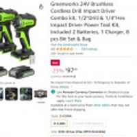 Greenworks 24V Brushless Cordless Drill Combo kit