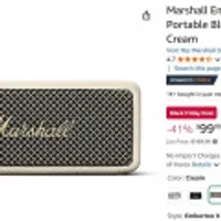 Marshall Emberton II Portable Bluetooth Speaker, Cream