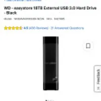 WD - easystore 18TB External USB 3.0 Hard Drive - Black