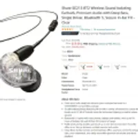 Shure SE215 BT2 Wireless Earphones with Bluetooth 5.0 Cable