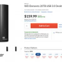 WD Elements 20TB USB 3.0 Desktop External Hard Drive