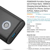 POWERADD Portable Charger, 18W QC3.0 Power Bank, 10000mAh