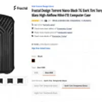 Fractal Design Torrent Nano Black TG Dark Tint Tempered Glass High-Airflow Mini-ITX Computer C...