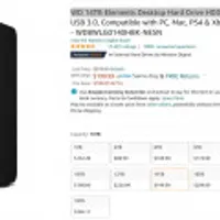 WD 14TB Elements Desktop Hard Drive HDD