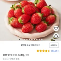 인기글 설향 딸기 500g 중과