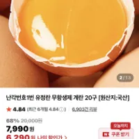 난각번호1번 유정란 무항생제 계란 20구
