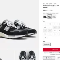 뉴발란스 992 코어 블랙 그레이