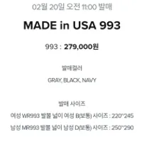 11시 뉴발란스 코리아 993