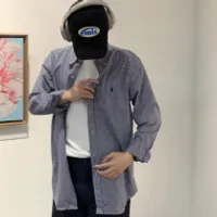 폴로랄프로렌 포플린깅엄 셔츠 네이비