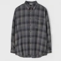 아이엠샵 오라리 24aw 울 체크 셔츠 차콜 그레이 ...