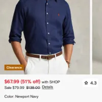 메이시스 폴로 린넨 셔츠 클래식핏 67.99