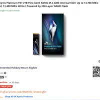 SK하이닉스 P51/P41 M.2 NVMe 2TB SSD (배대지 필요)