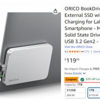 ORICO BookDrive 1TB 마그네틱 외장 SSD(랩탑 및 USB-C 스마트폰용 ...
