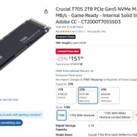 Crucial T705 2TB PCIe Gen5 NVMe M.2 SSD