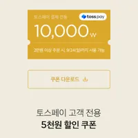 토스페이로 2만원 이상 결제시 1만원 할인(신규 및 3개월 미구매)