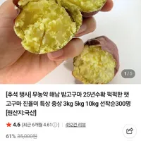 무농약 해남 밤고구마 특상5kg