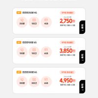 SKT망 350분/100건/ 4GB