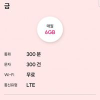 티플러스 평생요금제 6gb 300분