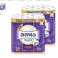 크리넥스 데코&소프트 클래식 24*2개 천연펄프 3겹 메가롤 화장지 37 m