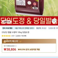 25년산 햅쌀 수향미 10kg 당일도정