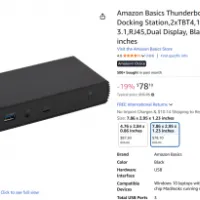 아마존 베이직 썬더볼트4/USB4 프로 도킹 스테이션 (가격 인하)