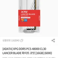 ADATA XPG DDR5 6000Mhz CL30 화이트램 16GB 싱글킷