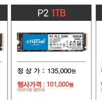 마이크론 Crucial P2 NVMe 500GB/1TB
