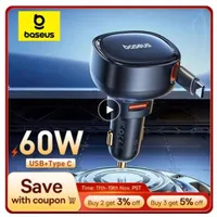 Baseus 60W 차량용 충전기 2 in 1 개폐식 케이블