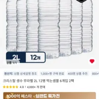 (코인딜) 크리스탈 생수 무라벨 2L 12병