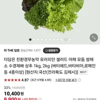 친환경무농약 유러피안 샐러드 야채 모듬 쌈채소 수경재배 상추 1kg, 2kg